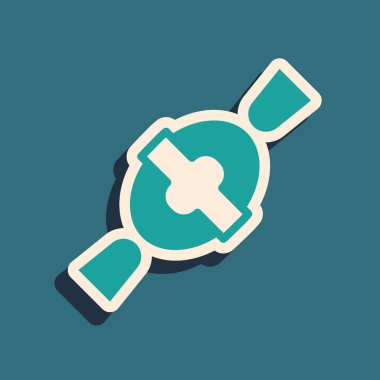 Yeşil arkaplanda yeşil şeker simgesi izole edildi. Mutlu Cadılar Bayramı Partisi. Uzun gölge tarzı. Vektör