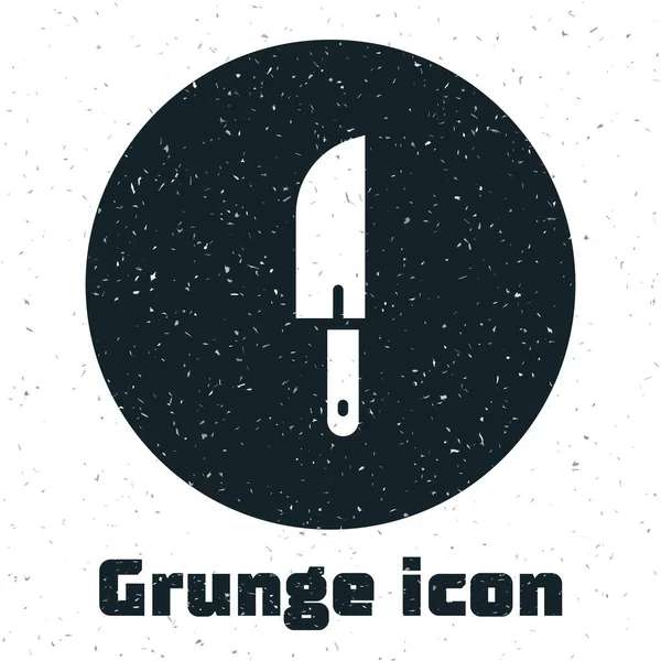Grunge Knife Icono Aislado Sobre Fondo Blanco Símbolo Cubertería Dibujo — Vector de stock