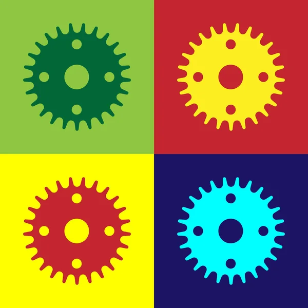 Pop Art Getriebe Symbol Isoliert Auf Farbigem Hintergrund Zeichen Der — Stockvektor