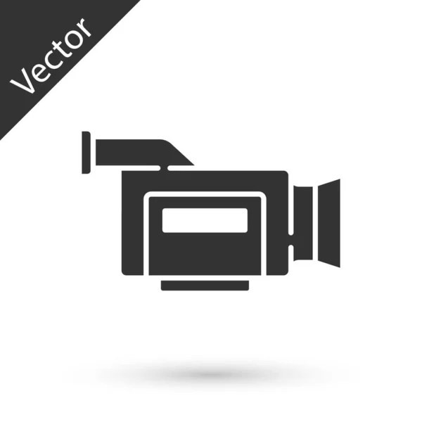 Icono Cámara Cine Gris Aislado Sobre Fondo Blanco Videocámara Signo — Vector de stock