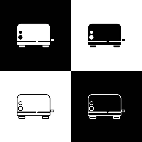 Setzen Sie Das Toaster Symbol Isoliert Auf Schwarz Weißem Hintergrund — Stockvektor