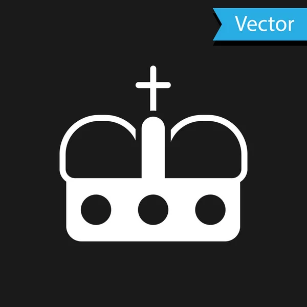 Weiße Krone Des Spanischen Symbols Isoliert Auf Schwarzem Hintergrund Vektor — Stockvektor