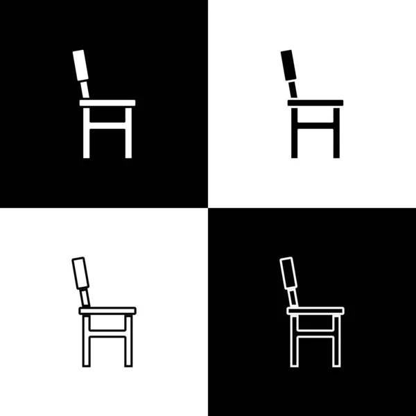 Set Stuhl Symbol Isoliert Auf Schwarzem Und Weißem Hintergrund Vektor — Stockvektor