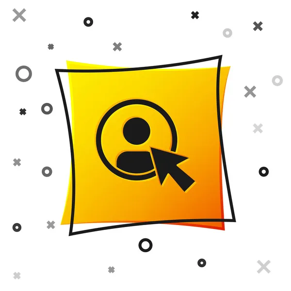 Černá Vytvořit Ikonu Obrazovky Účtu Izolovanou Bílém Pozadí Žlutý Knoflík — Stockový vektor
