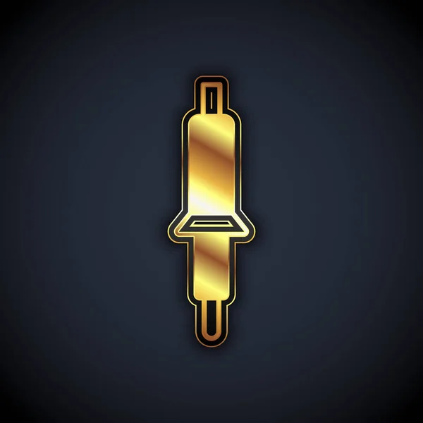 Zlatá Pájecí Železná Ikona Izolovaná Černém Pozadí Vektor — Stockový vektor