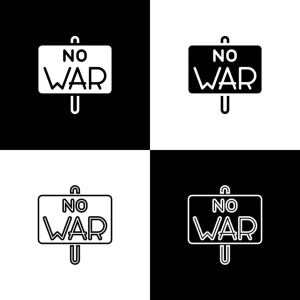 Set Aucune Icône Guerre Isolée Sur Fond Noir Blanc Symbole — Image vectorielle