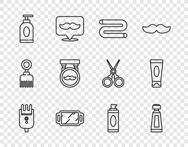 Set Line Elektrische Haarschneidemaschine Oder Rasierer Creme Lotion Kosmetikschlauch Handtuch — Stockvektor