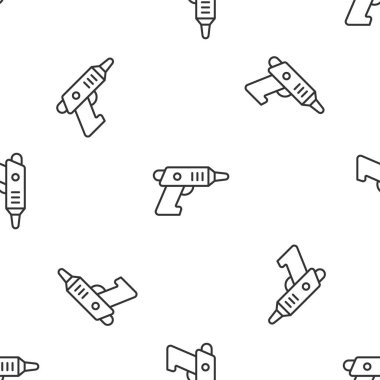 Gri çizgi elektrik kablosuz tornavida simgesi beyaz arka planda izole edilmiş pürüzsüz desen. Elektrikli matkap. Tamir aleti. Vektör