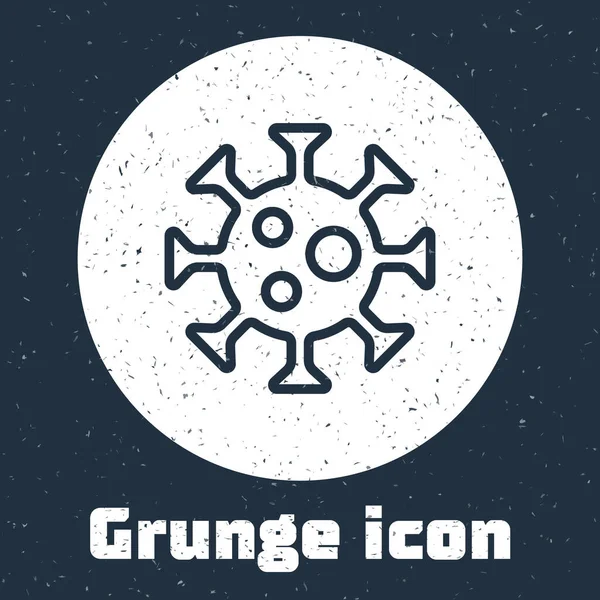 Grunge Line Icône Virus Isolé Sur Fond Gris Virus Corona — Image vectorielle