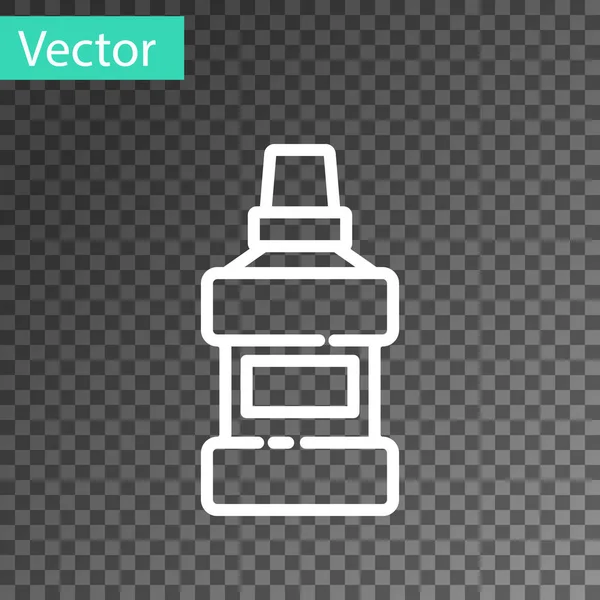 Línea Blanca Enjuague Bucal Icono Botella Plástico Vidrio Aislado Sobre — Vector de stock