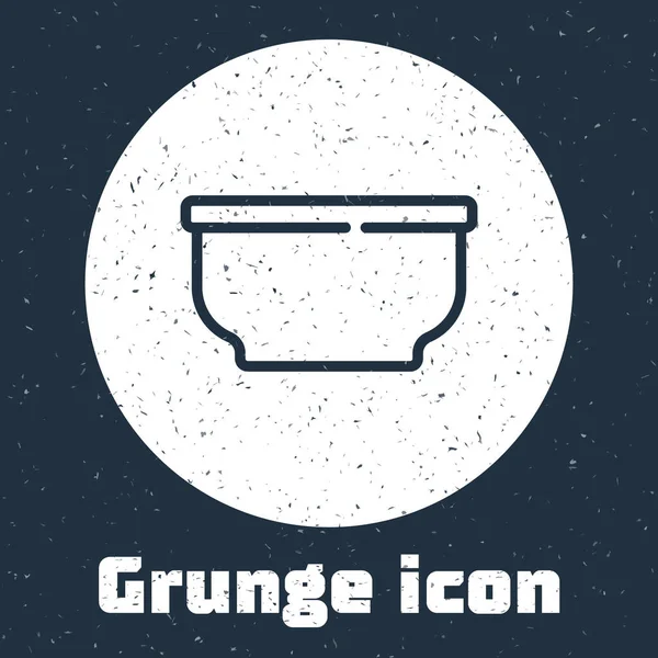 Grunge Line Bowl Symbol Isoliert Auf Grauem Hintergrund Monochrome Vintage — Stockvektor