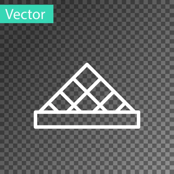 Icono Pirámide Vidrio Del Louvre Línea Blanca Aislado Sobre Fondo — Vector de stock