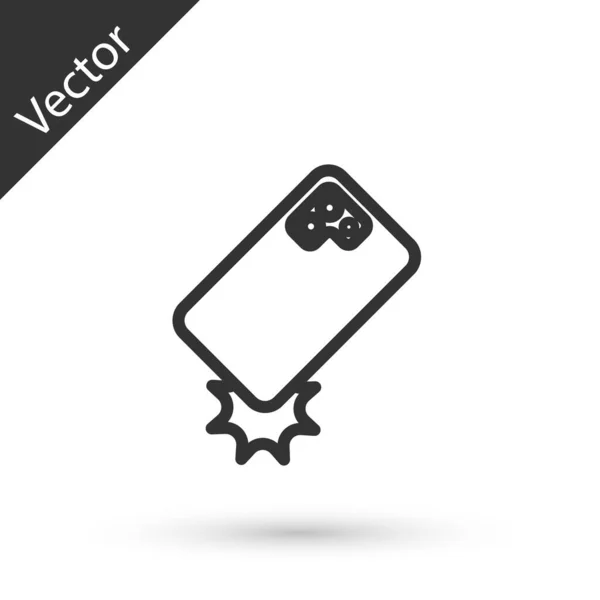 Серый Линия Ударопрочный Значок Мобильного Телефона Изолирован Белом Фоне Вектор — стоковый вектор