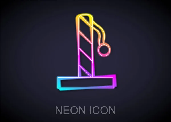 Žhnoucí Neonová Čára Cat Poškrábání Sloup Ikonou Hračky Izolované Černém — Stockový vektor