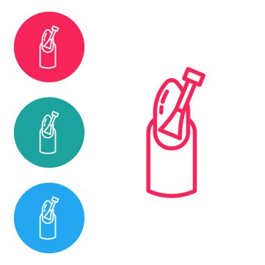 Kırmızı çizgi manikür ikonu beyaz arkaplanda izole edildi. Simgeleri daire düğmelerine ayır. Vektör