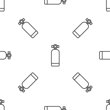 Gri çizgi Aqualung simgesi beyaz arka planda kusursuz desen izole etti. Dalgıçlar için oksijen tüpü. Dalış ekipmanları. Olağanüstü bir spor. Su altı ekipmanları. Vektör