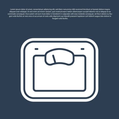 Mavi çizgi banyo ölçekli ikon mavi arka planda izole edildi. Ağırlık ölçme ekipmanı. Ağırlık ölçeği spor konsepti. Vektör