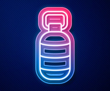 Parlayan neon hattı Kore kağıt fener ikonu mavi arka planda izole edildi. Vektör