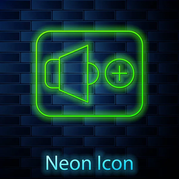 Glödande Neon Line Högtalarvolym Ljud Röst Ljud Symbol Media Musik — Stock vektor
