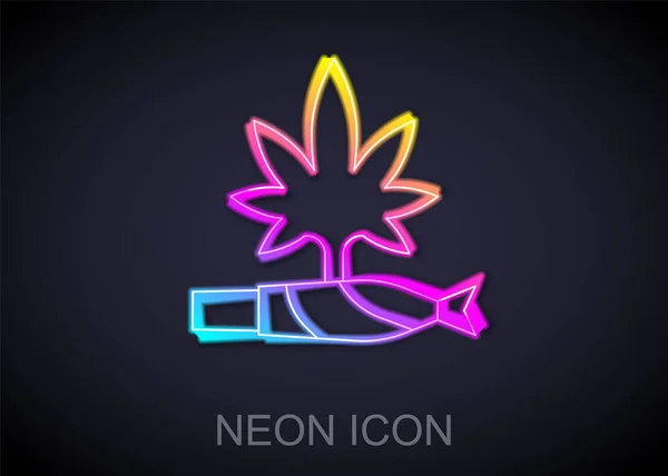 Linea Neon Incandescente Marijuana Joint Icona Forma Spinello Isolata Sfondo — Vettoriale Stock