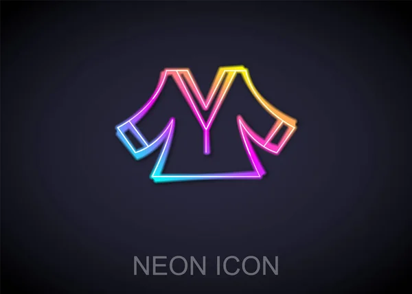 Glödande Neon Linje Kimono Ikon Isolerad Svart Bakgrund Kinesiska Japanska — Stock vektor