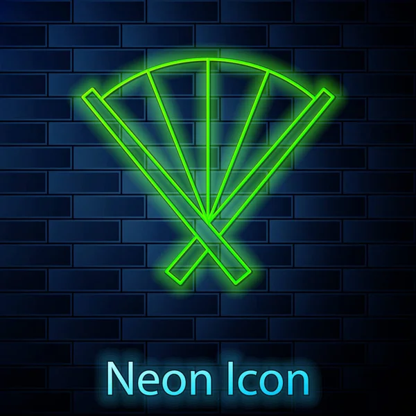 Žhnoucí Neonová Čára Tradiční Papírové Čínské Nebo Japonské Skládací Vějíř — Stockový vektor