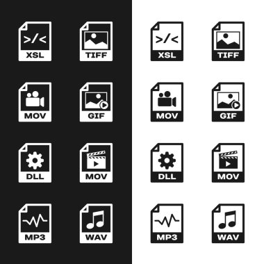 GIF dosya belgesini, MOV, XSL, TIFF, DLL ve simgeyi ayarla. Vektör