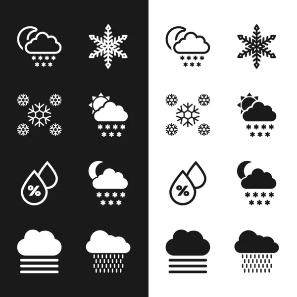 Набор со снегом и солнцем, снегом, луной, снежинкой, каплей воды и иконой. Вектор — стоковый вектор