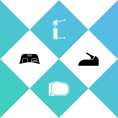 Arabanın ön camını, aynasını, kamyon tarafını ve el freni ikonunu ayarla. Vektör