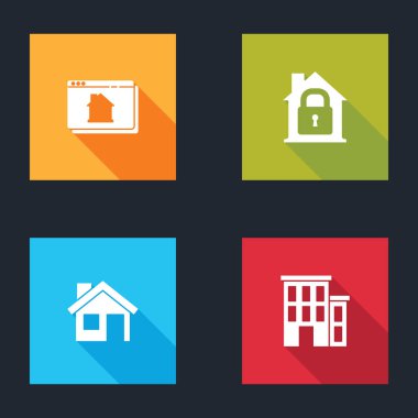 Çevrimiçi emlak evi, House 'u koruma altına al ve ikon yap. Vektör