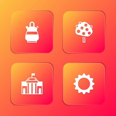 Sangria sürahisi, Portakal ağacı, Prado müzesi ve Sun ikonu. Vektör