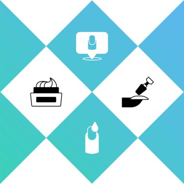 Manikür ikonu olarak bir şişe oje, manikür ve öğütücü koyun. Vektör