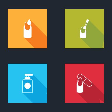 Manikür, manikür, el kremi tüpü ve dosya simgesi hazırla. Vektör