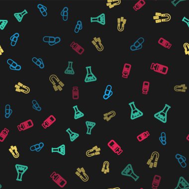 Hat, ilaç veya tablet, DNA araştırması, arama, para ve tıbbi tüplü mıknatıs, kusursuz desenli ampul ayarlayın. Vektör