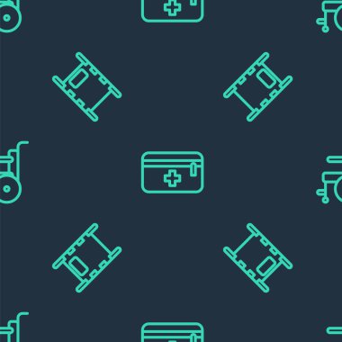 Engelli için ilk yardım çantası, Sedye ve tekerlekli sandalye ayarlayın. Vektör