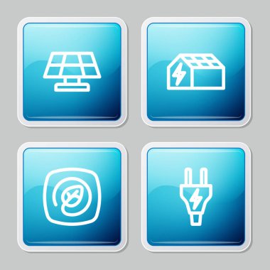 Güneş enerjisi panelini, yaprak ve elektrik prizli konumu ayarla. Vektör