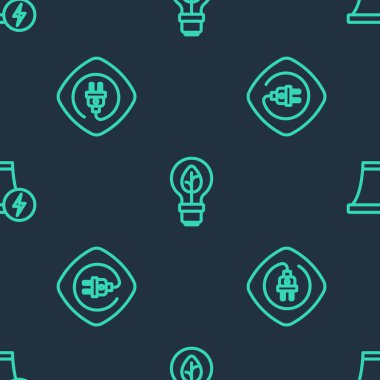 Ampulü yaprakla, elektrik priziyle ve nükleer santralle kusursuz bir şablona ayarla. Vektör