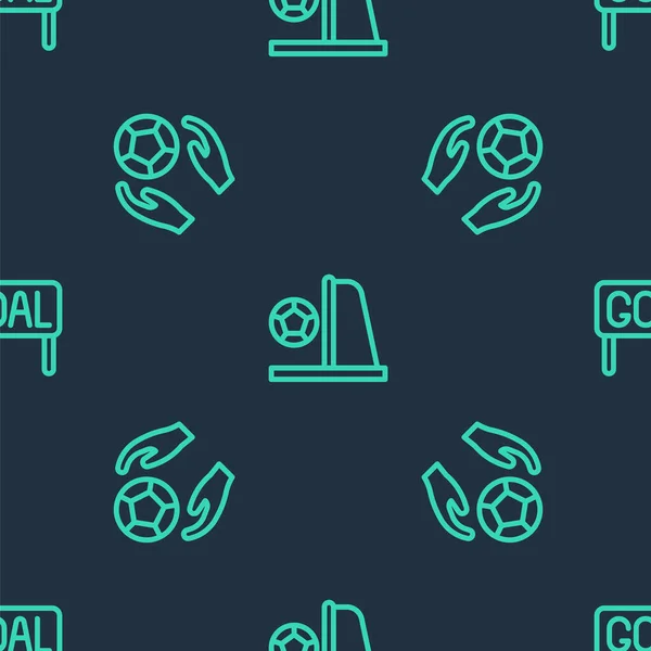 Ορισμός στόχο ποδοσφαίρου γραμμή με μπάλα, ποδόσφαιρο και ποδόσφαιρο γκολ σε απρόσκοπτη μοτίβο. Διάνυσμα — Διανυσματικό Αρχείο