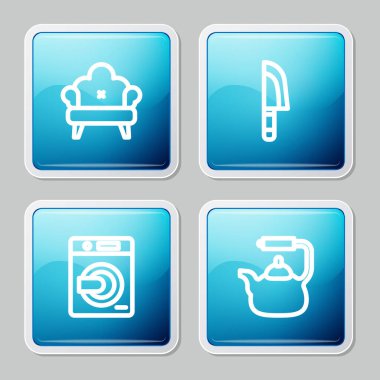 Sırayı Koltuk, Bıçak, Çamaşır ve Kettle 'a ayarla. Vektör