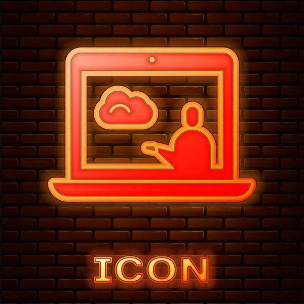 Glödande neon Väder prognos ikon isolerad på tegel vägg bakgrund. Vektor Illustration — Stock vektor