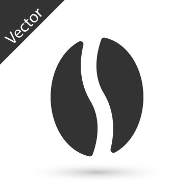 Gri kahve çekirdeği ikonu beyaz arka planda izole edilmiş. Vektör