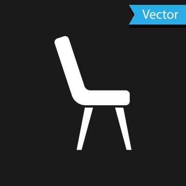 Beyaz Kol Koltuğu simgesi siyah arkaplanda izole edildi. Vektör