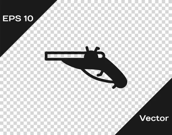 Schwarze Vintage Pistolen Ikone isoliert auf transparentem Hintergrund. Antike Waffe. Vektor — Stockvektor