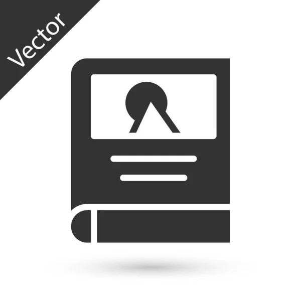 Grijs Fotoalbum icoon geïsoleerd op witte achtergrond. Vector — Stockvector