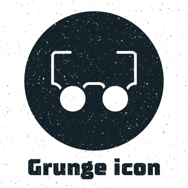 Ícone de óculos Grunge isolado no fundo branco. Símbolo de quadro de óculos. Desenho vintage monocromático. Vetor — Vetor de Stock
