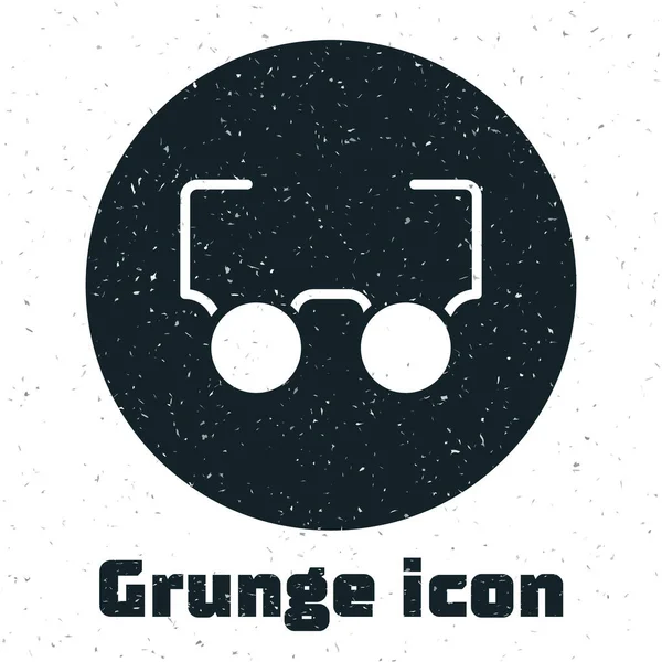 Grunge Brille Ikone isoliert auf weißem Hintergrund. Brillengestell-Symbol. Monochrome Vintage-Zeichnung. Vektor — Stockvektor