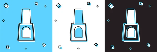 Set Bouteille de vernis à ongles icône isolée sur fond bleu et blanc, noir. Vecteur — Image vectorielle