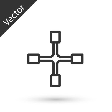 Gri çizgi tekerlek anahtarı simgesi beyaz arkaplanda izole edildi. Tekerlek desteği. Vektör