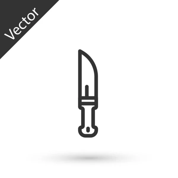 Línea gris Hunter cuchillo icono aislado sobre fondo blanco. Cuchillo del ejército. Vector — Vector de stock