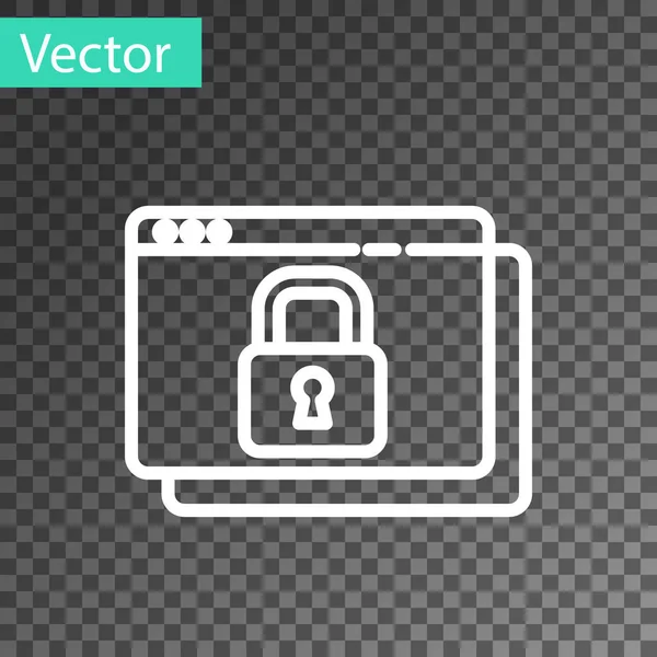 Línea blanca Asegure su sitio con HTTPS, icono SSL aislado sobre fondo transparente. Protocolo de comunicación por Internet. Vector — Vector de stock